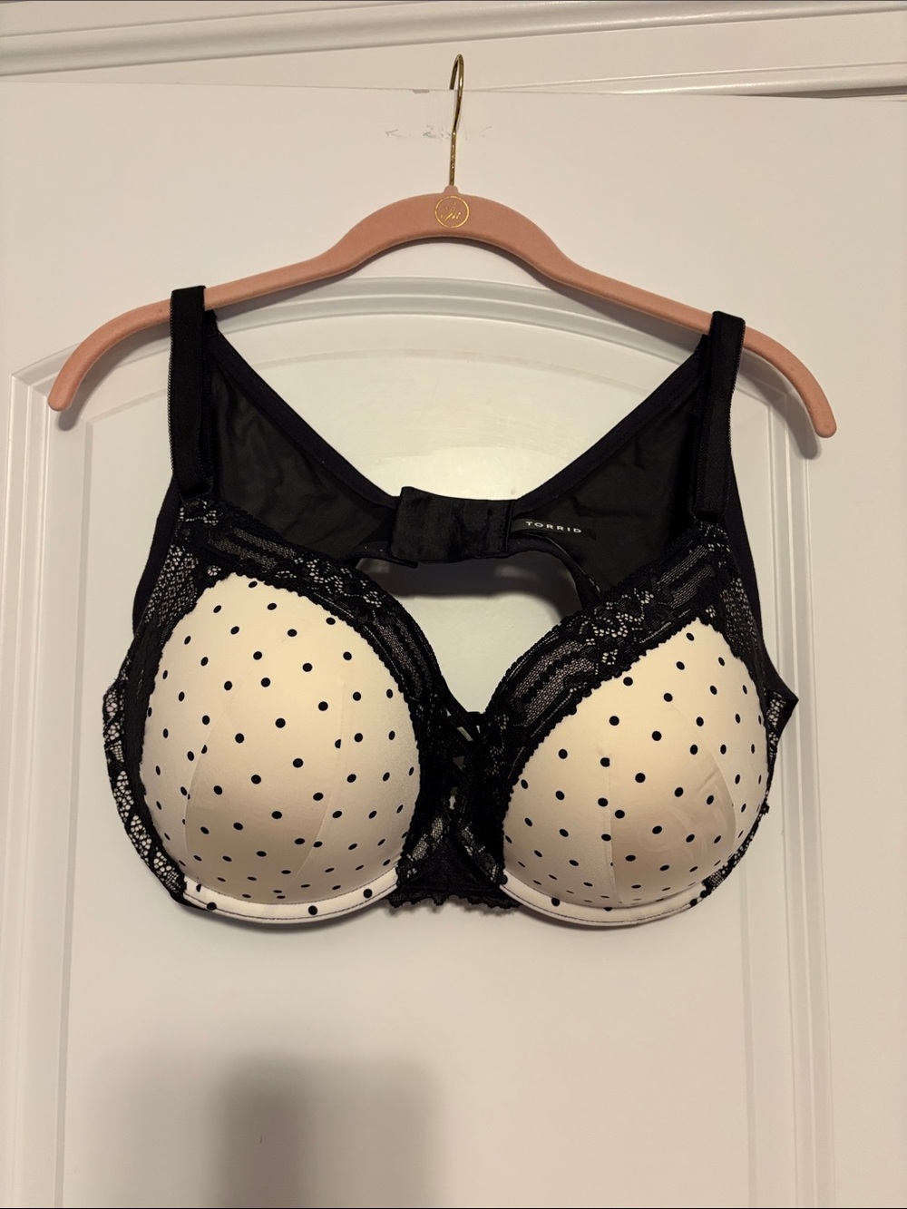 torrid Black & Cream Polka Dot Lace Underwire Bra with Wide Straps
